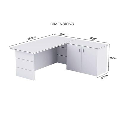 Executive LShape Desk for Computer Workstation (White)