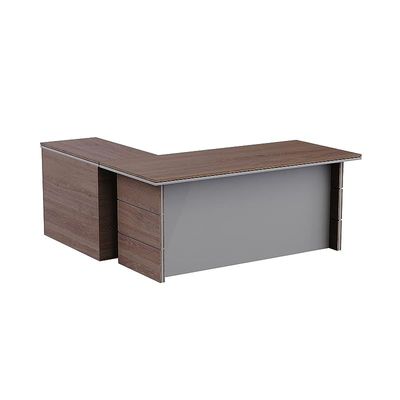 Executive LShape Desk for Computer Workstation (Truffle Davos Oak-Dust Grey)