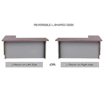 Executive LShape Desk for Computer Workstation (Truffle Davos Oak-Dust Grey)