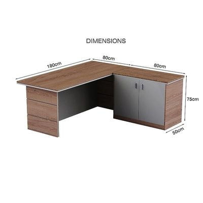 Executive LShape Desk for Computer Workstation (Truffle Davos Oak-Dust Grey)