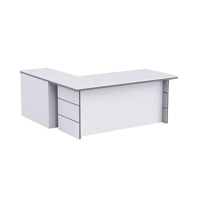 Executive LShape Desk for Computer Workstation (White-Dust Grey)