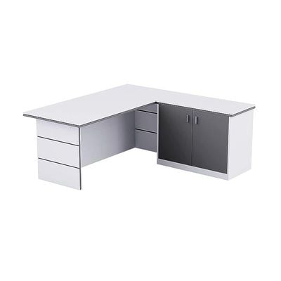 Executive LShape Desk for Computer Workstation (White-Dust Grey)