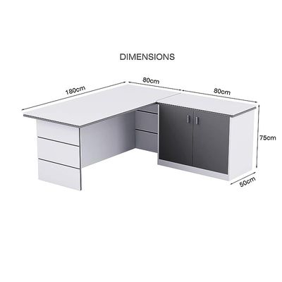 Executive LShape Desk for Computer Workstation (White-Dust Grey)