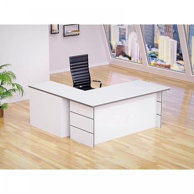 Executive LShape Desk for Computer Workstation (White-Dust Grey)