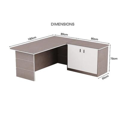 Executive LShape Desk for Computer Workstation (Light Concrete-White)