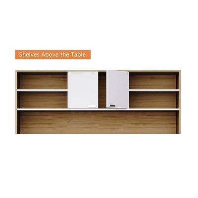 Newly Crafted L-Shaped Executive Desk with Height Storage Feature Presented by Mahmayi, Sturdy Wooden Desks for Offices, Home, School, Reception, Computer - Coco Bolo-Premium White (180 Cm)