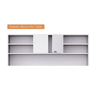 Simplistic L-Shaped Executive Desk with Height Storage Feature Presented by Mahmayi, Sturdy Wooden Desks for Offices, Home, School, Reception, Computer - Premium White (180 Cm)