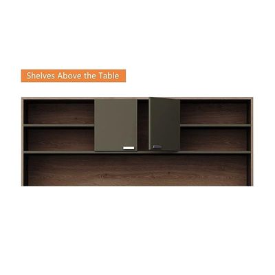 Newly Designed L-Shaped Executive Desk with Height Storage Feature Presented by Mahmayi, Sturdy Wooden Desks for Offices, Home, School, Reception, Computer - Truffle Davos Oak-Lava Grey (180 Cm)