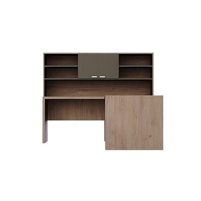 Newly Designed L-Shaped Executive Desk with Height Storage Feature Presented by Mahmayi, Sturdy Wooden Desks for Offices, Home, School, Reception, Computer - Truffle Davos Oak-Lava Grey (180 Cm)