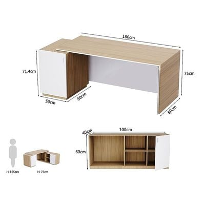 Specialties L Shaped Workstation Table with Storage Shelves and Cabinet for Home &amp; Office - Contemporary Style L Shaped Computer Desk Coco Bolo-Premium White