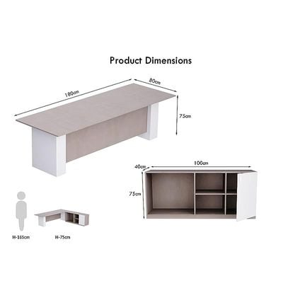 L Shaped Workstation Table with Storage Shelves and Cabinet for Home &amp; Office Used L Shaped Computer (Light Concrete/White)