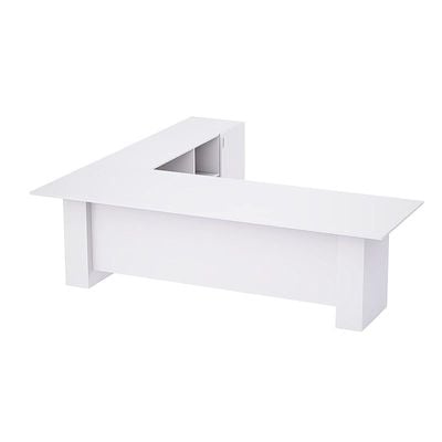 L Shaped Workstation Table with Storage Shelves and Cabinet for Home &amp; Office Used L Shaped Computer (Premium White)