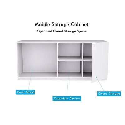 L Shaped Workstation Table with Storage Shelves and Cabinet for Home &amp; Office Used L Shaped Computer (Premium White)