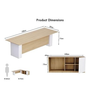 L Shaped Workstation Table with Storage Shelves and Cabinet for Home &amp; Office Used L Shaped Computer (Coco Bolo/White)