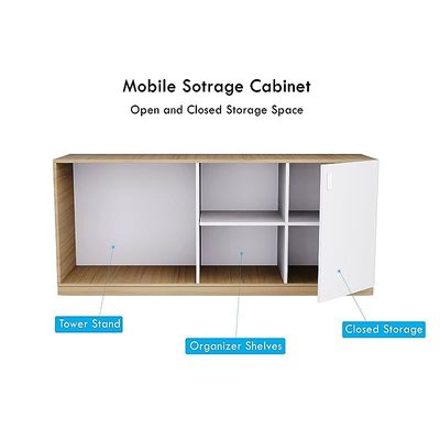 L Shaped Table with Storage Shelves and Cabinet for Desk Sturdy Home Office PC Laptop Workstation Gaming Computer Desk (Coco Bolo/Premium White)