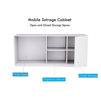 L Shaped Table with Storage Shelves and Cabinet for Desk Sturdy Home Office PC Laptop Workstation Gaming Computer Desk (Premium White)