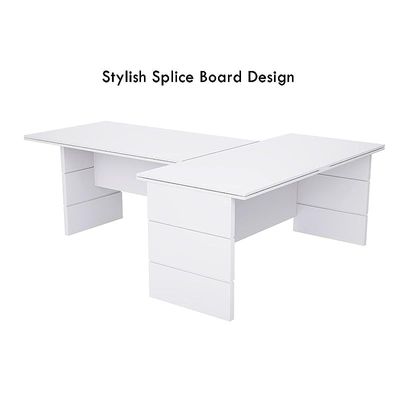 L Shaped Table with Storage Shelves and Cabinet for Desk Sturdy Home Office PC Laptop Workstation Gaming Computer Desk (Premium White)