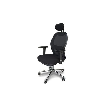 Ergonomic Adjustable Office Chair with Adjustable Arm Rests, Lumbar Support, Contoured Back, and Seat Cushion - Comfortable Seating Solution for Office and Home - Black