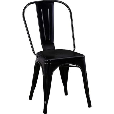 Mahmayi HYX503-1 Metal Stackable Dining Chairs for Indoor, Outdoor & Kitchen Chair - Black