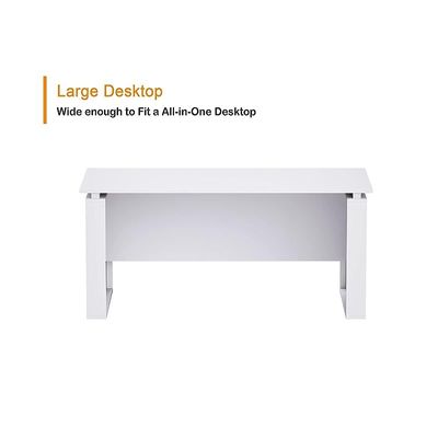 Modern Executive Office Workstation Table, Home Office Computer and Laptop Desk Featured with Wooden Finish (Premium White, 140cm)