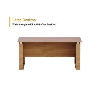 Modern Executive Office Workstation Table, Home Office Computer and Laptop Desk Featured with Wooden Finish (Natural Dijon Walnut/White, 140cm)