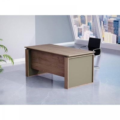 Modern Executive Office Workstation Table, Home Office Computer and Laptop Desk Featured with Wooden Finish (Truffle Davos Oak/Grey, 140cm)