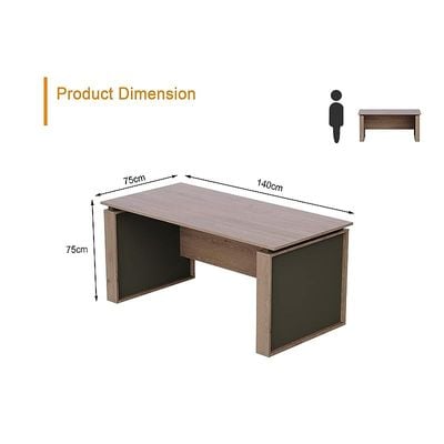 Modern Executive Office Workstation Table, Home Office Computer and Laptop Desk Featured with Wooden Finish (Truffle Davos Oak/Grey, 140cm)