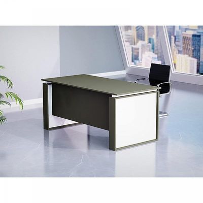 Modern Executive Office Workstation Table, Home Office Computer and Laptop Desk Featured with Wooden Finish (Grey/White, 140cm)