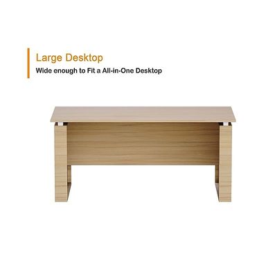 Modern Executive Office Workstation Table, Home Office Computer and Laptop Desk Featured with Wooden Finish (Coco Bolo/White, 140cm)