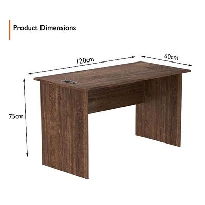 Modern MP1 120x60 Study Writing Table with BS01 Super Recessed Power Strip Desktop Socket Board, Modern Executive Desk for Adults, Home Offices, Schools, Laptop, Computer Workstation - Brown