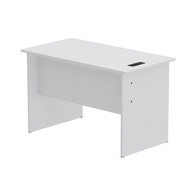 Modern MP1 120x60 Study Writing Table with BS01 Super Recessed Power Strip Desktop Socket Board, Modern Executive Desk for Adults, Home Offices, Schools, Laptop, Computer Workstation - WHITE