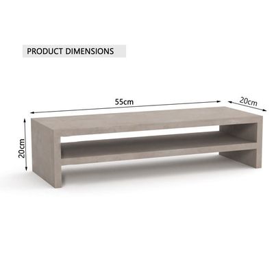 Wooden Riser Monitor Stand with 2 Tier Storage Shelf, Monitor Stand for Home Office Business, PC Desk Stand Monitor Riser for Keyboard Storage, Laptop, Printer, and TV Screen - LIGHT CONCRETE