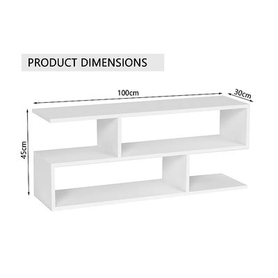 Modern TV Stand and Coffee Table with 2 Tier Storage Shelf, Monitor Stand for Home Office, PC Desk Stand Monitor Riser for Keyboard Storage, Laptop, Printer, and TV Screen - PREMIUM WHITE