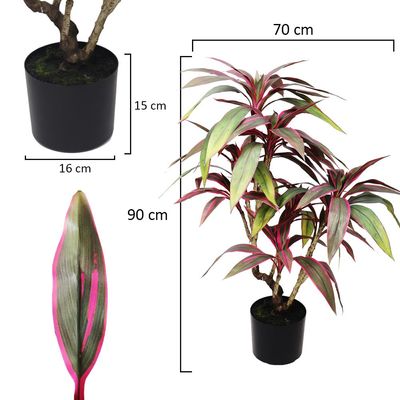 Yatai Artificial Cordyline Fruticosa Plant 90 Cm