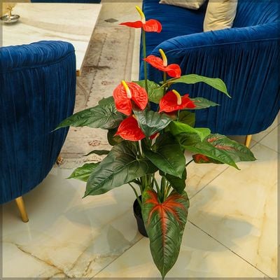 Yatai Artificial Red Anthurium Artificial Plants 95 cm High