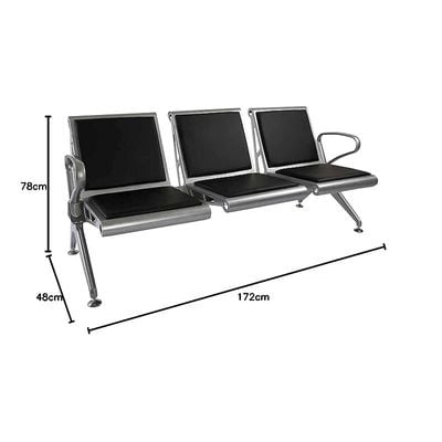 Banco Hf 3 Seater Metal Bench With Cushion - Modern and Comfortable Bench With Cushioned Seating & Mesh Back-Grey