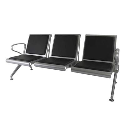 Banco Hf 3 Seater Metal Bench With Cushion - Modern and Comfortable Bench With Cushioned Seating & Mesh Back-Grey