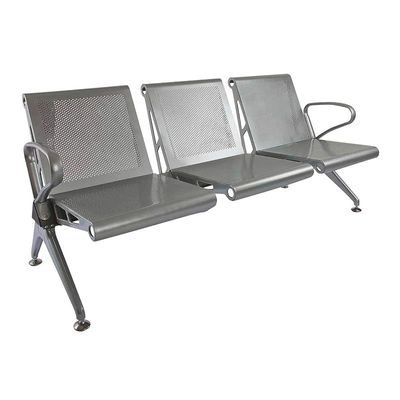 Banco Hf 3 Seater Metal Bench- Bold and Stylish Bench With Mesh Back and Seat - Powder Coated Arms and Legs-Grey