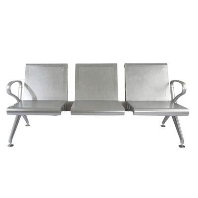 Banco Hf 3 Seater Metal Bench- Bold and Stylish Bench With Mesh Back and Seat - Powder Coated Arms and Legs-Grey