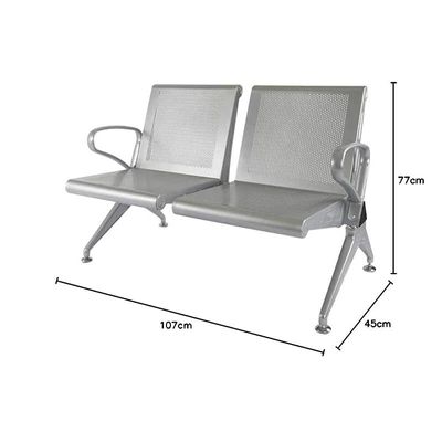 Banco Hf 2 Seater Metal Bench Bold and Stylish Bench With Mesh Back and Seat - Powder Coated Arms and Legs -Grey