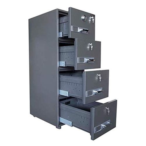 Secure Plus Locking Dial For Better Organisation 4 Drawer Fire Filing Cabinet - 680-4DK, Grey