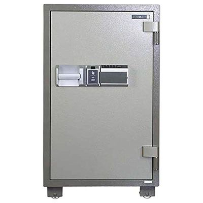 Secure Fingerprint adjustable Shelves Drawer Storage Hammertone Paint Finish Fire Safe - (Grey)