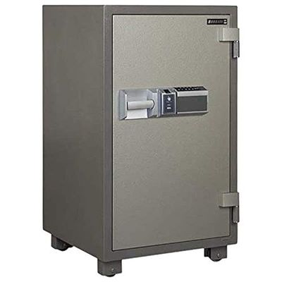 Secure Fingerprint adjustable Shelves Drawer Storage Hammertone Paint Finish Fire Safe - (Grey)