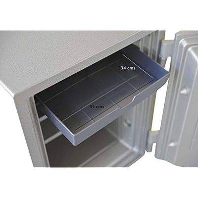 Secure 105 Fire Safe With 2 Key Locks And Shelves Compartment Fireproof &amp; Waterproof, Heavy duty Box - (Grey)