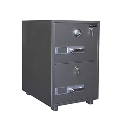 Secureplus 680-2Dk 2 Dial Lockable Drawer Storage Hammertone Paint Finish Fire Filing (2 Drawer, Key + Dial)