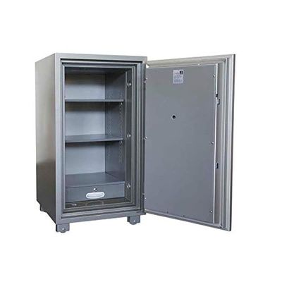 Secureplus 110 Fire Safe Shelved Compartment Functional Safe Organiser with Hammertone Paint Finish 2 Key Locks - W61cm x D58.6cm x H110cm (Grey) (Key + Key)