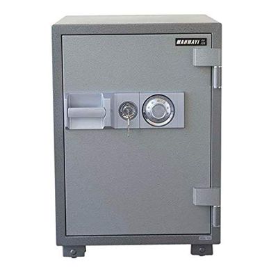 Secure 105 Fire Safe Highly Secure Functional Safe Organiser with Hammertone Paint Finish Dial and Key- W49.4cm x D55cm x H71.8cm (Grey)