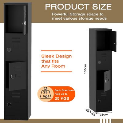 Modern 4 Door Locker with Digital Lock Storage Strong, Safe and Durable Privacy Door Locker, Documents, Cash, Jewelry Safety for Home, Garage, Hotel, Office - Black