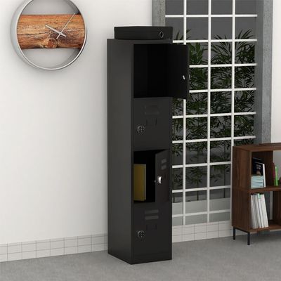 Modern 4 Door Locker with Digital Lock Storage Strong, Safe and Durable Privacy Door Locker, Documents, Cash, Jewelry Safety for Home, Garage, Hotel, Office - Black