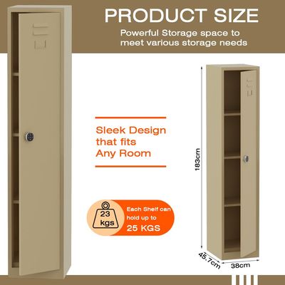 Modern Single Door Locker with Digital Lock Storage Strong, Safe and Durable Privacy Door Locker, Documents, Cash, Jewelry Safety for Home, Garage, Hotel, Office - Beige